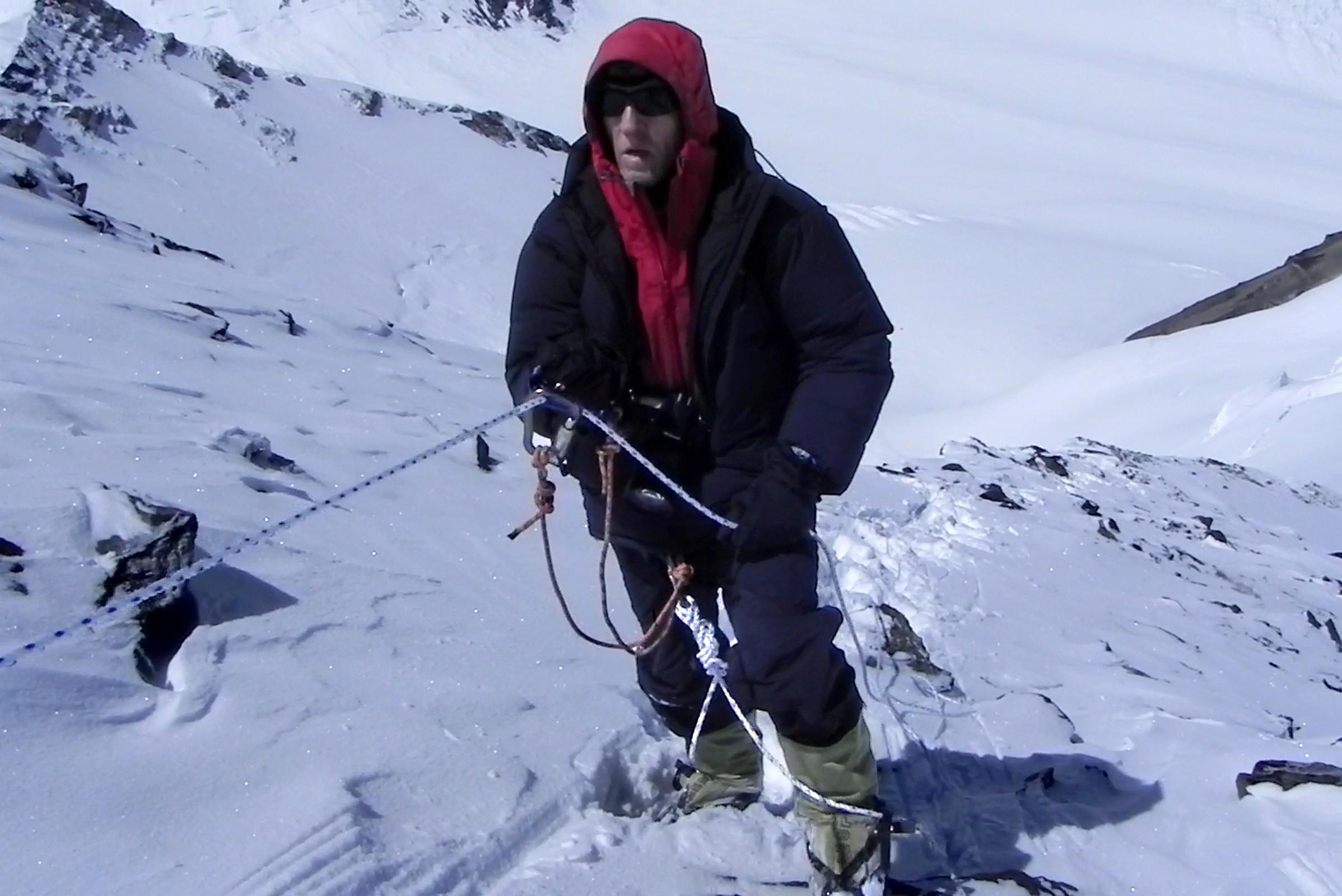 56 Jerome Ryan Jumaring Up The Fixed Ropes To The Top Of The Rock Band On The Way To Lhakpa Ri Summit 